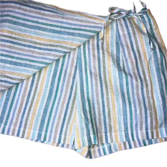 Striped skort blue and yellow wrap, mermaidcore nautical coastal beach summer - Picture 3 of 5